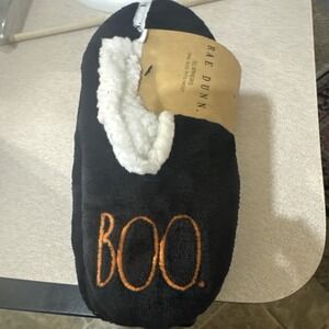 Rae Dunn Slippers BOO Sherpa Lined Halloween NWT One Size Fits Most